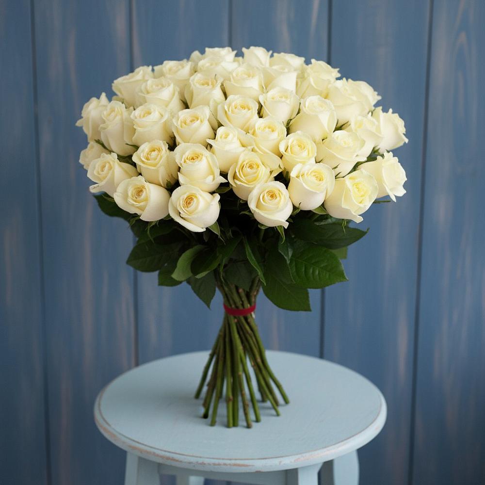 Букет 51 Белая роза Эдлесс Лав в Верх-Чебуле