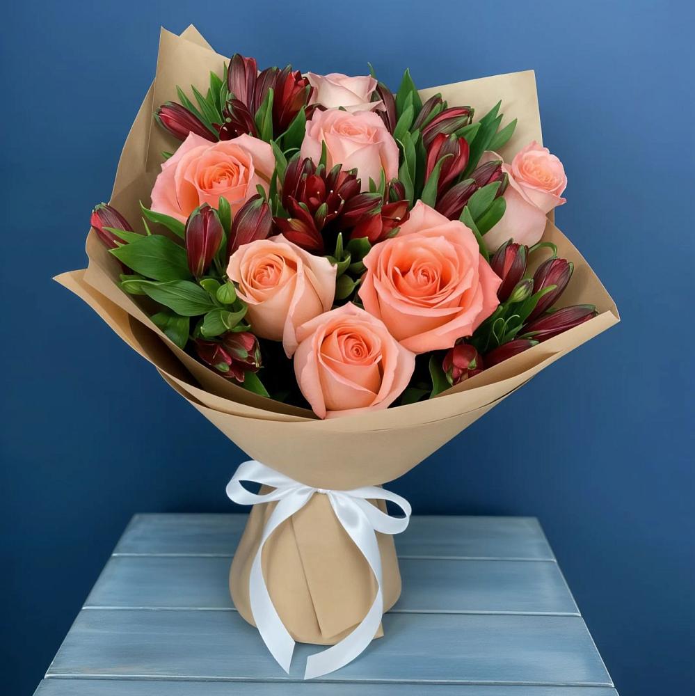 Букет цветов из: Розы и Альстромерии в Верх-Чебуле