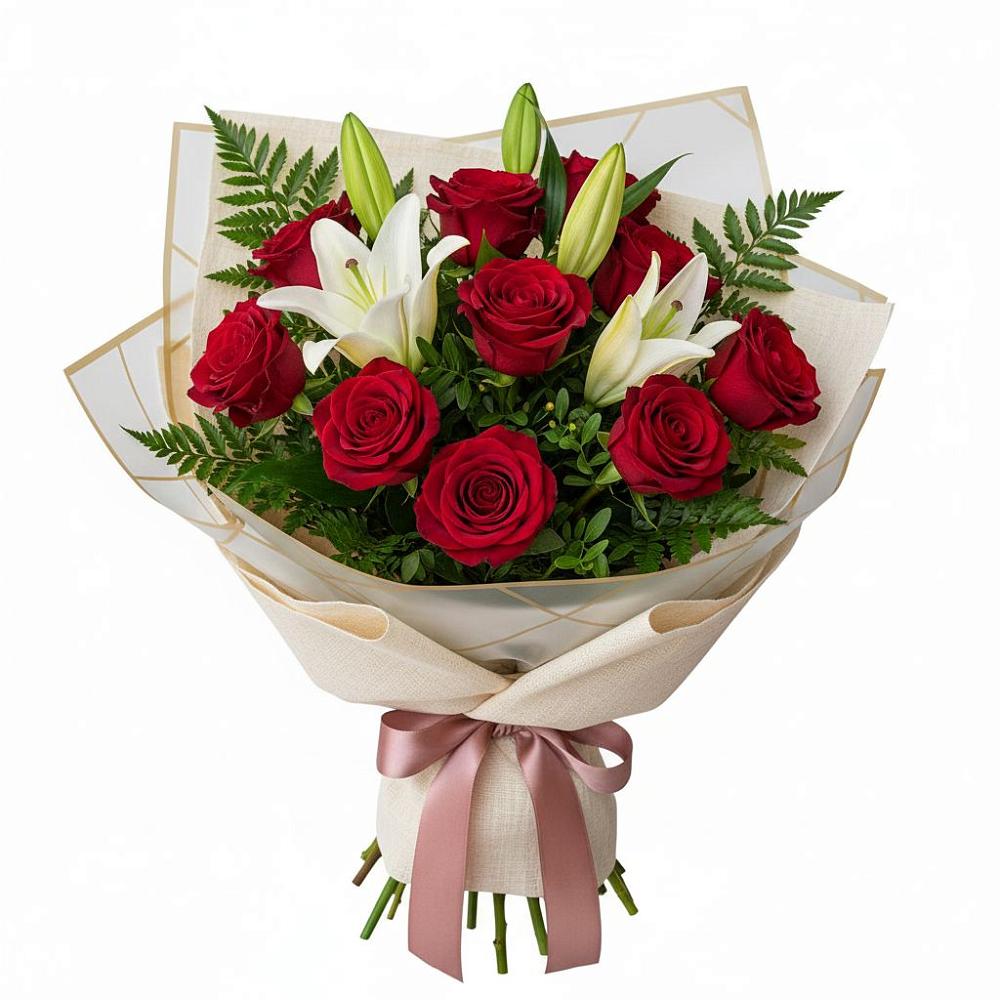 Букет цветов из: Лилии и Розы в Верх-Чебуле