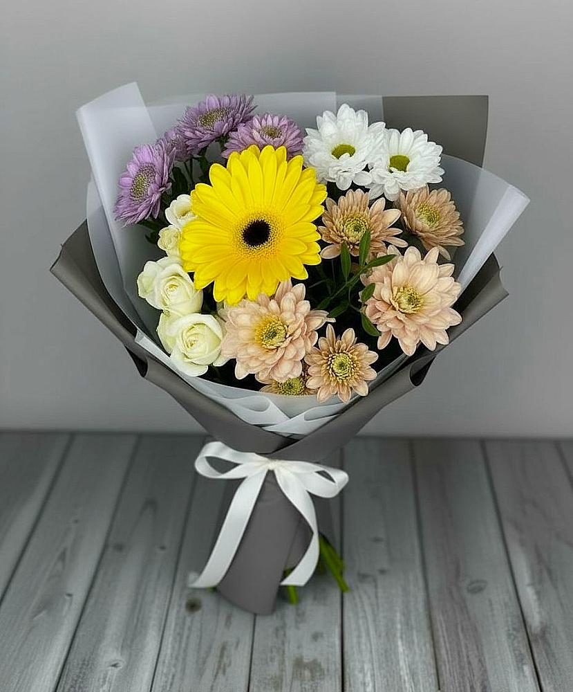 Букет цветов из: Розы, Герберы и Хризантемы в Верх-Чебуле