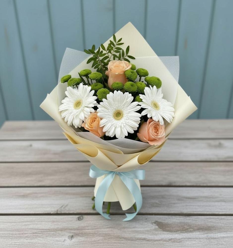 Букет цветов из: Герберы, Розы и Хризантемы в Верх-Чебуле