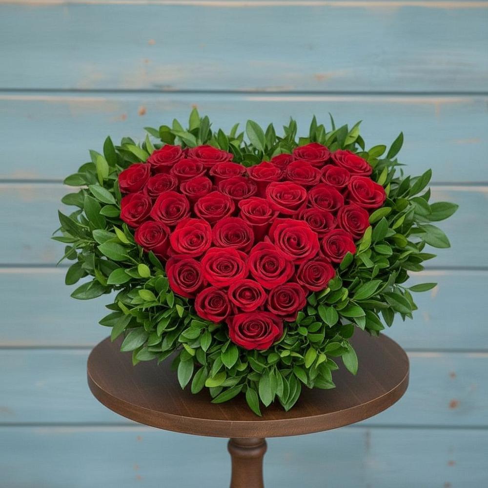 Цветочная композиция из Розы в виде сердца в Верх-Чебуле