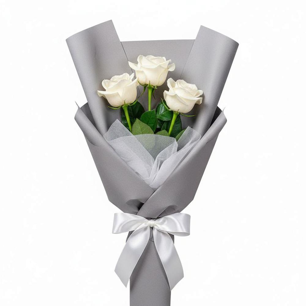 Букет 3 белые розы в Верх-Чебуле