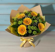 Букет цветов из:  Герберы и Хризантемы в Верх-Чебуле