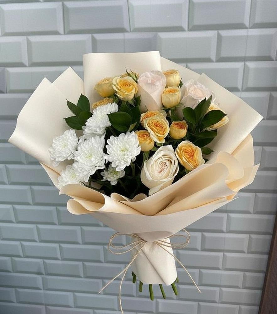 Букет цветов из: Розы и Хризантемы в Верх-Чебуле