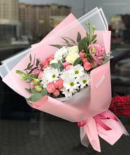 Букет цветов из:  Розы, Лизиантусы и Хризантемы в Верх-Чебуле