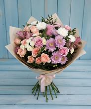 Букет цветов из:  Хризантемы, Розы и Альстромерии в Верх-Чебуле