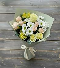 Букет цветов из:  Альстромерии, Розы и Хризантемы в Верх-Чебуле