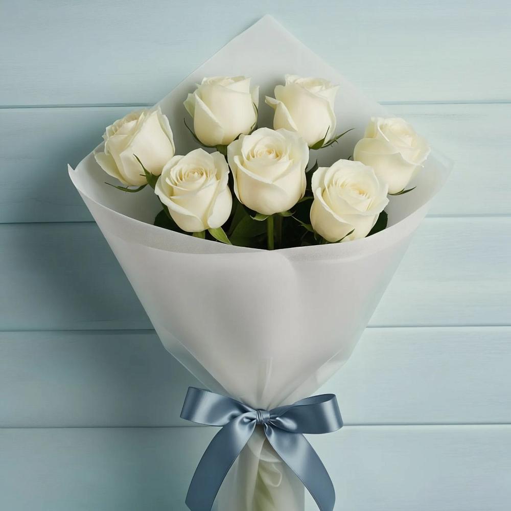 Букет 7 Белых роз Эдлесс Лав в Верх-Чебуле