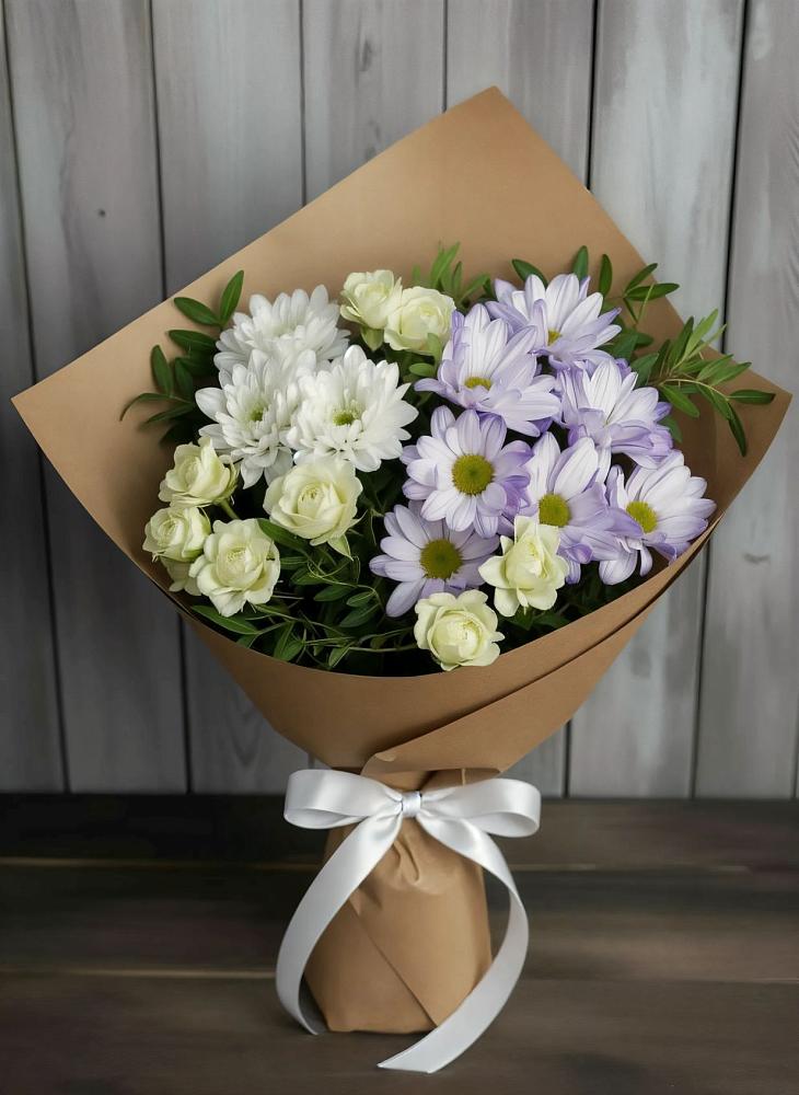 Букет цветов из: Хризантемы и Розы в Верх-Чебуле