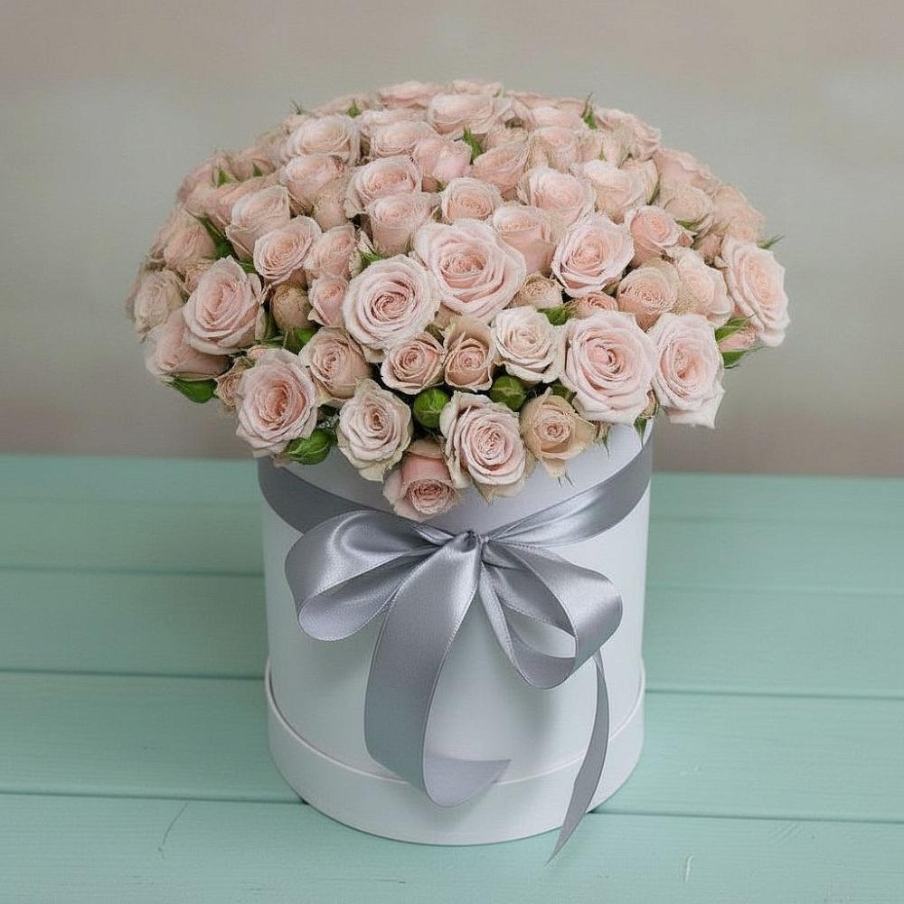 Цветочная композиция из Розы в шляпной коробке в Верх-Чебуле